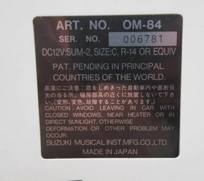Suzuki Omnichord OM-84 System Two Electronic Keyboard  Includes Hard Case, Power Supply & Manual (Tested & Functional)