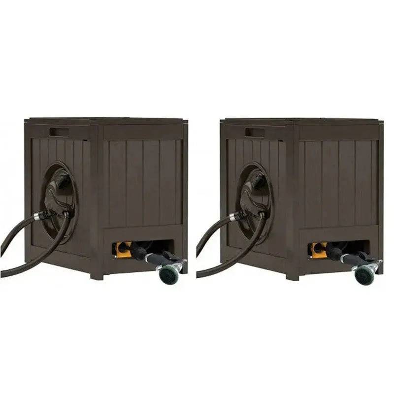 Aquawinder Auto-Rewind Hose Reel  Water-Powered, 125-Foot Capacity, Java Finish (2-Pack)