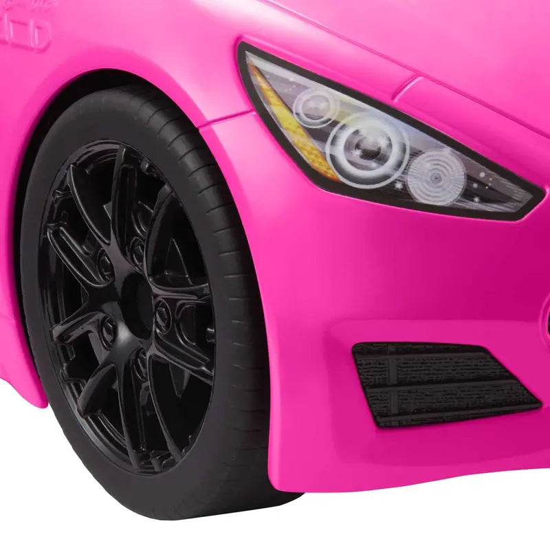 Barbie Pink Convertible Car with Seatbelts & Rolling Wheels, Ages 3+, Fits 2 Dolls