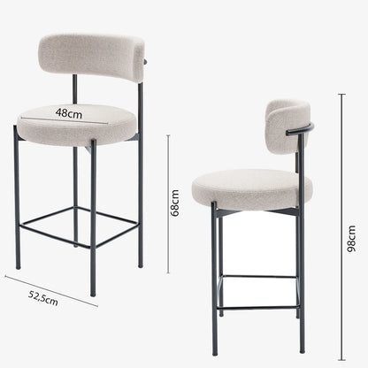 Lot de 2 tabourets de bar velours cr me Agathe