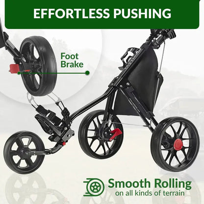 CaddyTek CaddyLite 11.5V3 Three-Wheel Golf Push Cart with Lightweight Frame