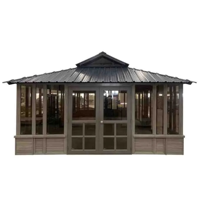 26 ft W × 15.5 ft D Solid Wood Patio Gazebo  Rustic Outdoor Garden Structure