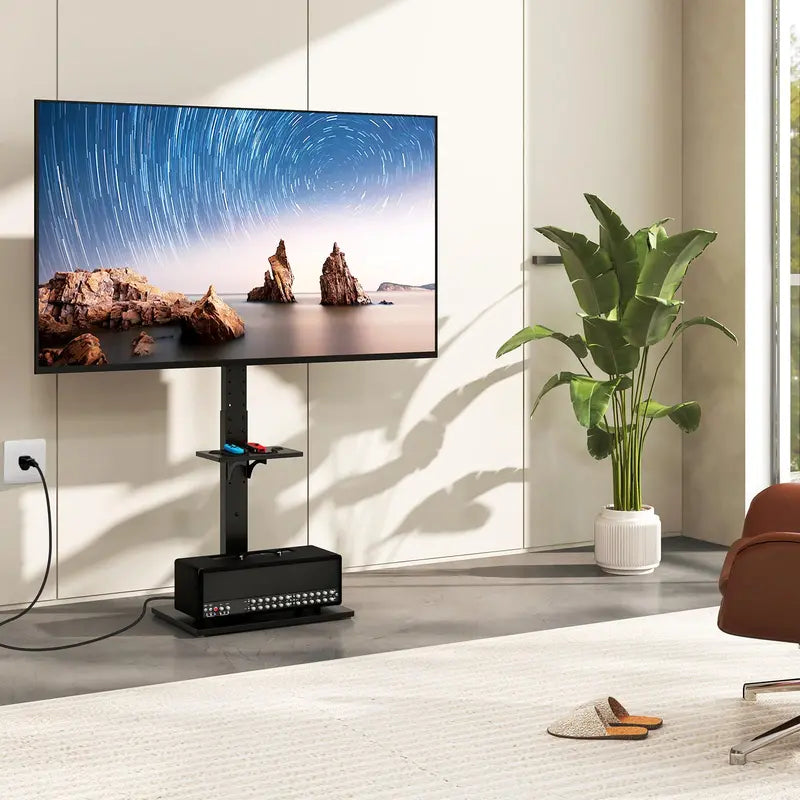 Floor-Standing TV Console — Power-Integrated Stand for 3270″ Screens (Up to 110 lbs)