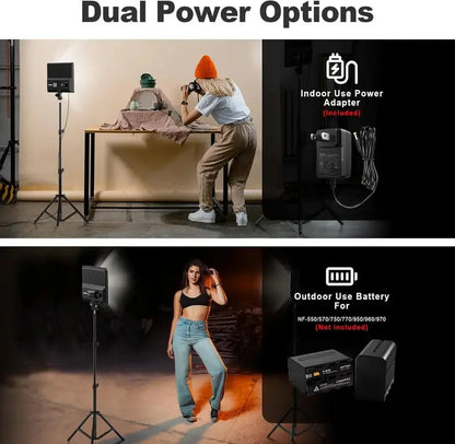 D50 LED Bi-Color Video Light Panel — 15.4-Inch, 45W, Dimmable 3000K8000K, CRI 96+ for Streaming, Film, and Studio Use