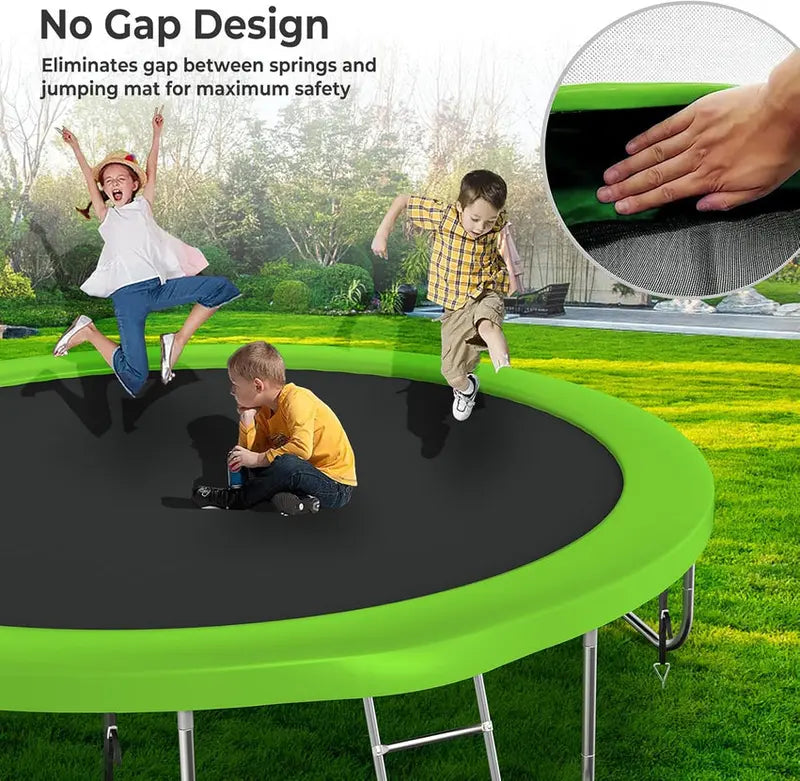 16-Foot Upgraded Trampoline with Enclosure Net and Adjustable Basketball Hoop