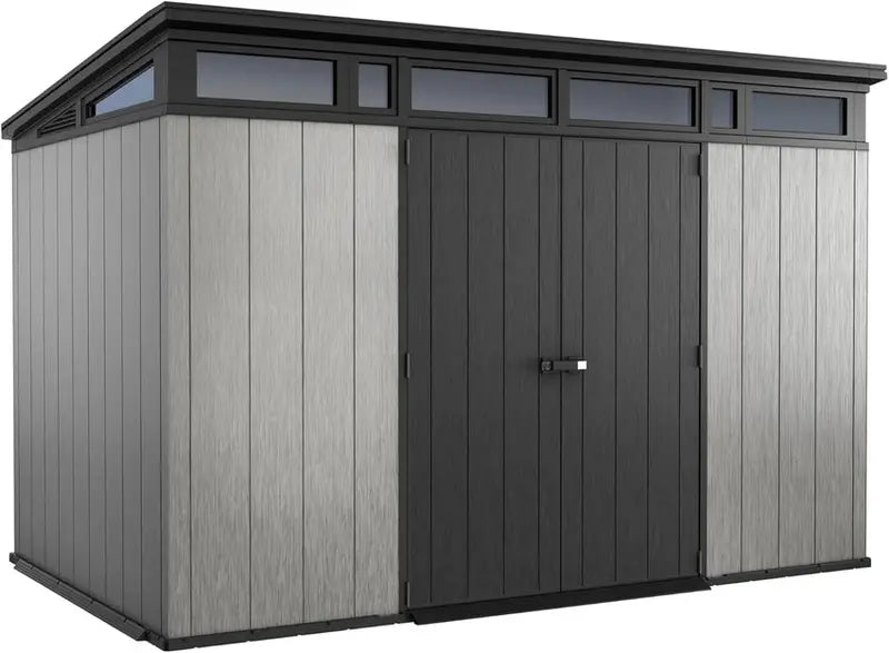 Keter Artisan 11′ x 7′ Modern Resin Storage Shed Kit  Stylish, All-Weather Outdoor Storage for Patio Furniture & Garden Equipment