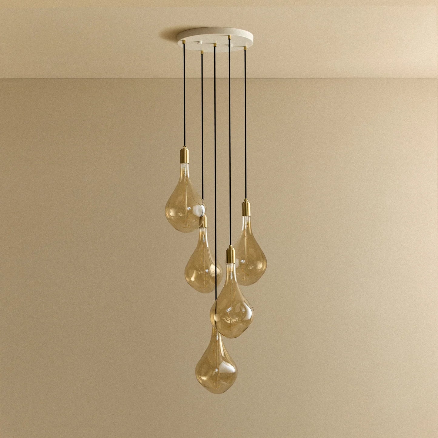 Five Pendant in Brass + Voronoi III