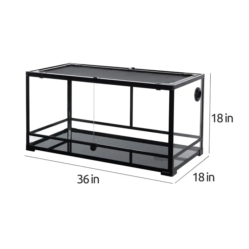 REPTI-ZOO 40 Gallon Glass Terrarium with Dual Doors, Secure Lock &amp; Removable Mesh Cover for Reptiles