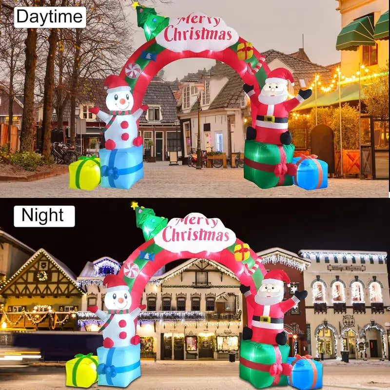 ZXSWONLY 12.5FT Christmas Inflatable Archway with Santa &amp; Snowman, LED Lit, Weather Resistant Polyester for Indoor/Outdoor Holiday Decor