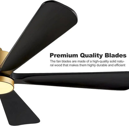 60-Inch Outdoor Ceiling Fan with Integrated LED Light & Remote  Modern DC Motor, 5 Wood Blades, 6-Speed Reversible (Dark Brown)