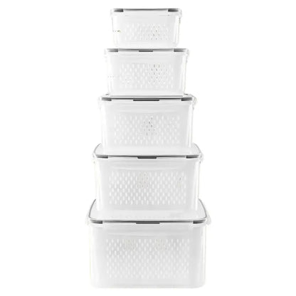 5-Pack Refrigerator Produce Savers  Airtight Containers with Built-in Colander Liners