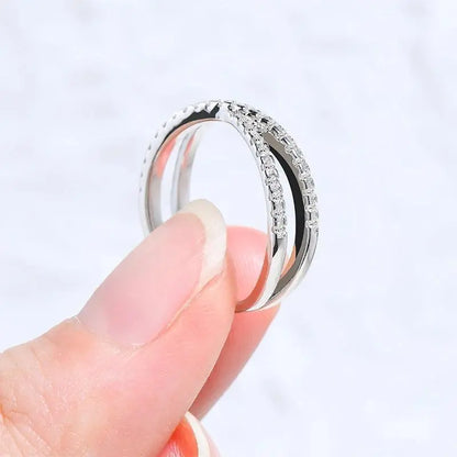 Eternity Cross-Over Band Ring in Premium Metal