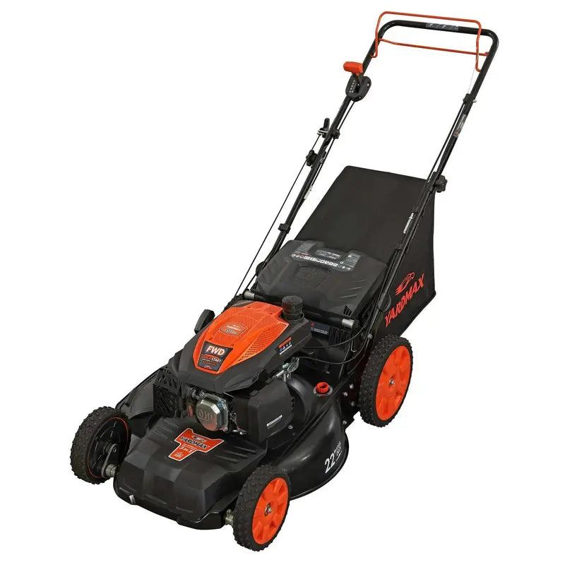 YARDMAX YG2860 22-Inch Gas Self-Propelled Lawn Mower — 201cc Engine, CVT Transmission, 3-in-1 Functionality, High-Wheel Design