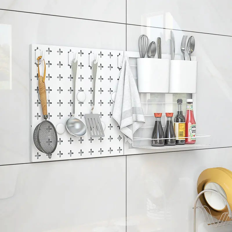 Modular Metal Pegboard Kit with Two Interlocking Panels & Mounting Hardware