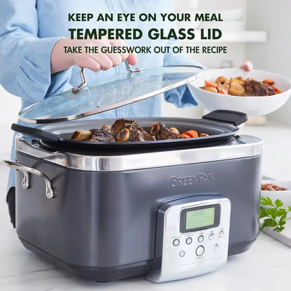 6-Quart Programmable Electric Slow Cooker  Dishwasher-Safe Lid & Removable Nonstick Base