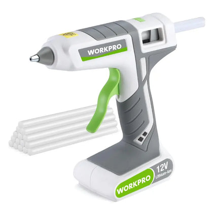 WORKPRO 12V Cordless Hot Melt Glue Gun  Full-Size, Rechargeable Design