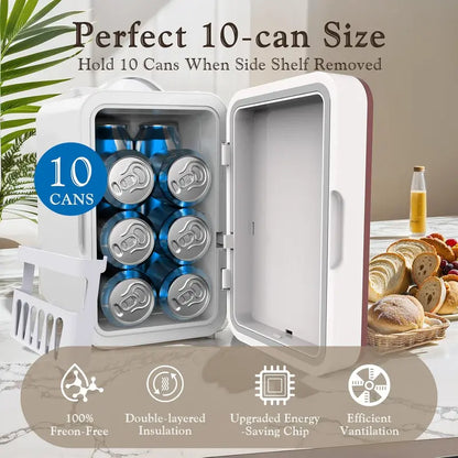 6L Skincare Mini Fridge with Dimmable LED Mirror  Compact Dual-Zone Cooler & Warmer for Cosmetics, Bedroom, or Office
