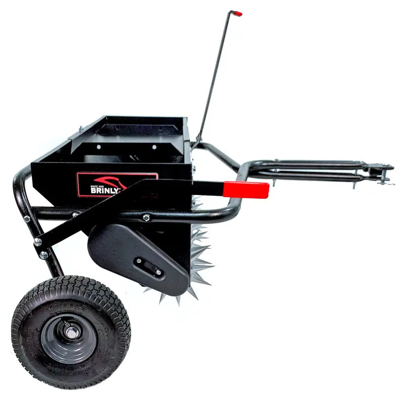 Brinly AS2-40BH-P Lawn Aerator and Spreader  Dual-Function Steel Unit, 100-Lb Capacity, Optimized for Healthy Grass Growth