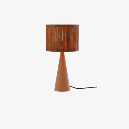 Lampe à poser en terre cuite et raphia