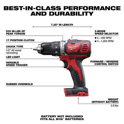 M18 18V Lithium-Ion 1/2 in. Cordless Drill Driver (Tool-Only) 2606-20