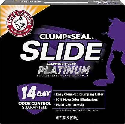 Arm & Hammer SLIDE Platinum 18 lb Multi-Cat Clumping Litter with 14-Day Odor Control