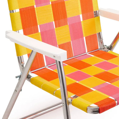 Classic Sunset Lawn Chair  Foldable Aluminum Outdoor Seating with Comfortable Backrest