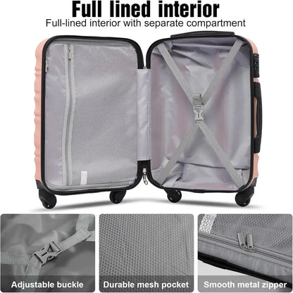 LONG VACATION 6-Piece ABS+PC Hardshell Luggage Set with Spinner Wheels and Carry-On Suitcase