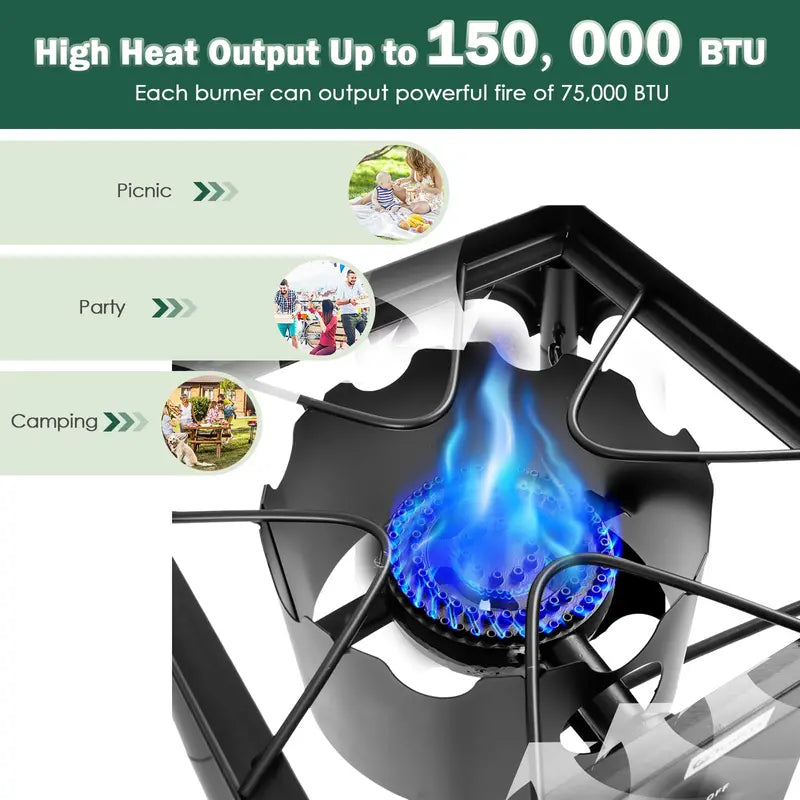 Portable High-Pressure Propane Burner  Outdoor Gas Cooker for Camping and Tailgating