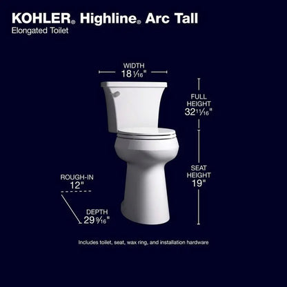 Highline Arc Elongated Toilet  1.28 GPF Single-Flush, White, Seat Included