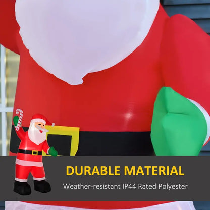 HOMCOM 8ft Inflatable LED Lit Santa Claus with Candy Cane  Outdoor Christmas Decoration