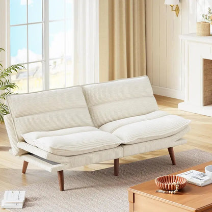 Adjustable Futon Sofa Bed  Modular Backrests & Armrests, Converts Effortlessly to a Sleeper Couch