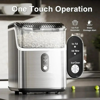 Countertop Nugget Ice Maker with Chewable Pellet Ice and Auto-Cleaning Function