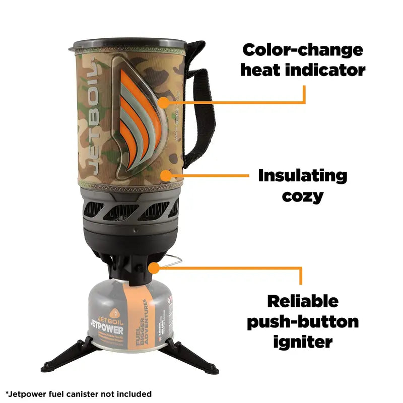 Jetboil Flash Cooking System  Fast-Boil Backpacking Stove with Integrated Pot and Lid