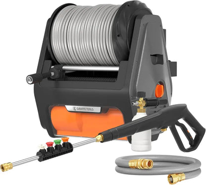 Giraffe Tools Grandfalls Electric Pressure Washer  2900 PSI / 2.2 GPM with 100ft Retractable Hose, Foam Cannon & 4 Quick-Connect Nozzles
