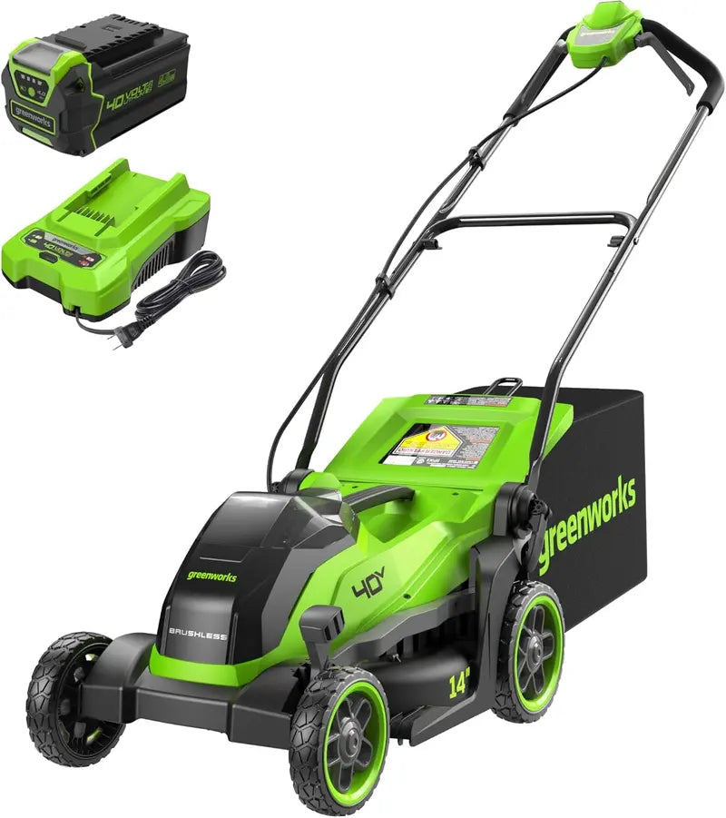 Greenworks 40V 16″ Ultra-Light Cordless Lawn Mower with 4.0Ah Battery and Fast Charger