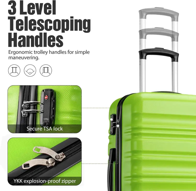 LONG VACATION ABS+PC 6-Piece Luggage Set  Expandable Hardshell Suitcases with YKK Zippers, TSA Locks & 360° Wheels