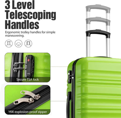 LONG VACATION ABS+PC 6-Piece Luggage Set  Expandable Hardshell Suitcases with YKK Zippers, TSA Locks & 360° Wheels