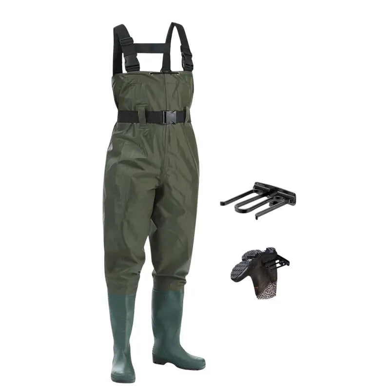 Lightweight Unisex Nylon Chest Waders with PVC Boot Construction