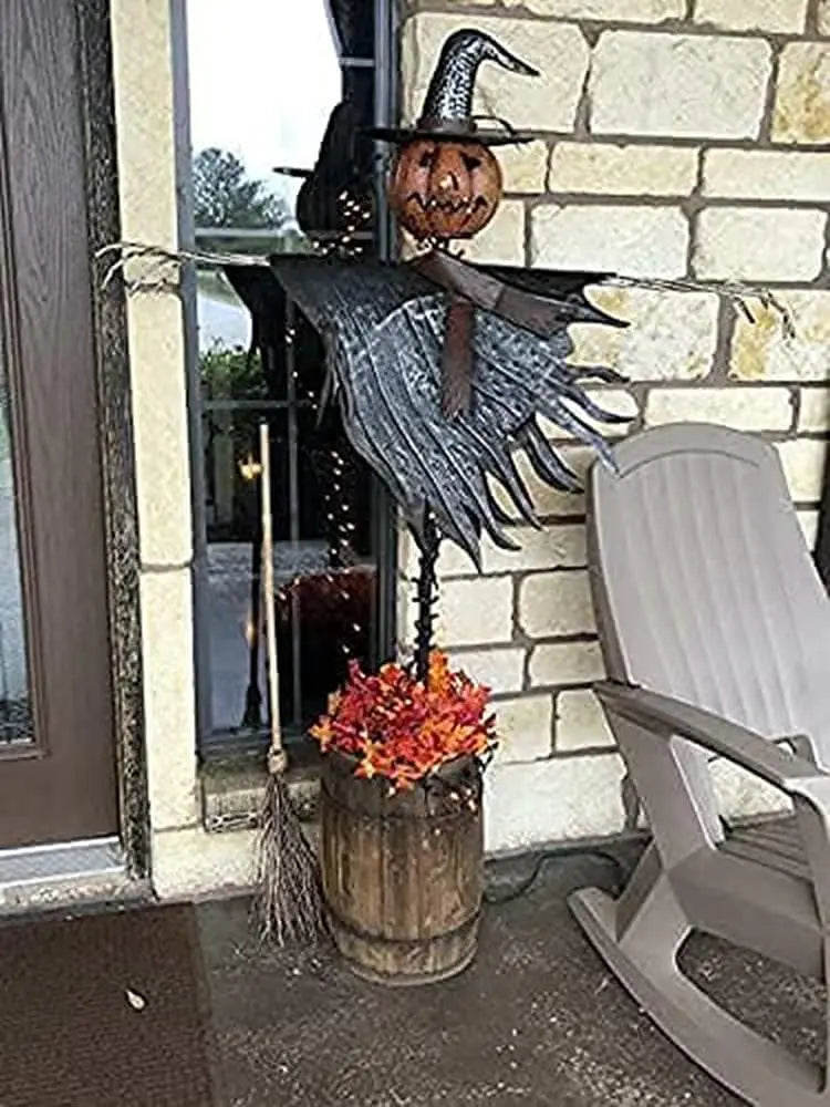 Handcrafted Halloween Scarecrow with Jack-O’-Lantern Accent