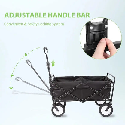 220-Pound Capacity Folding Utility Wagon Cart for Camping, Gardening & Outdoor Use (Black)