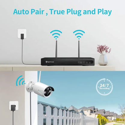 HeimVision Security Camera System, Wireless Wifi 8CH 1080P NVR System, 4Pcs