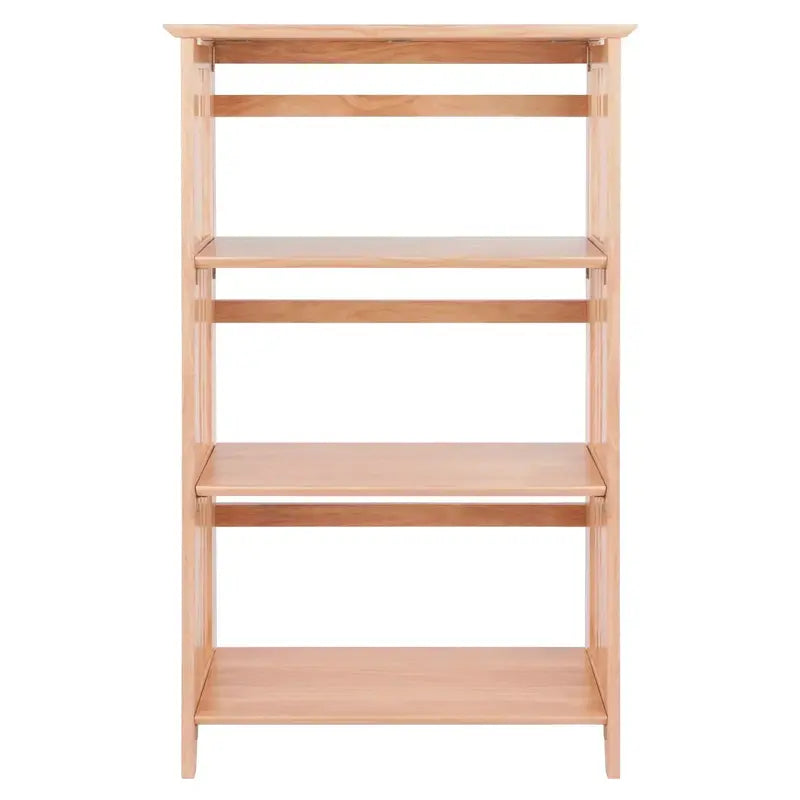 Three-Section Foldable Shelf in Natural Wood Finish