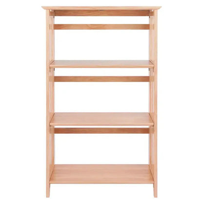 Three-Section Foldable Shelf in Natural Wood Finish