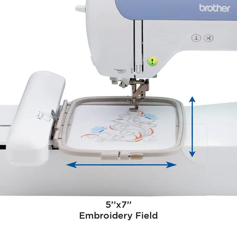 Brother PE800 Computerized Embroidery Machine  5″x7″ Hoop Area, 138 Built-in Designs, USB & LCD Interface
