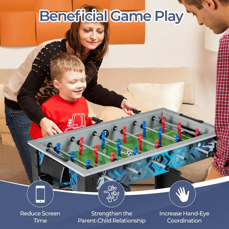 Freestanding Foosball Table with Dual Footballs & Smooth-Rolling Rods for Home Recreation