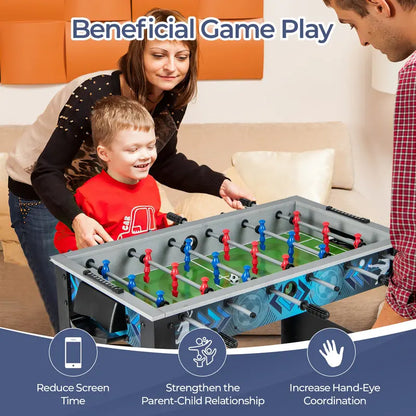 Freestanding Foosball Table with Dual Footballs & Smooth-Rolling Rods for Home Recreation