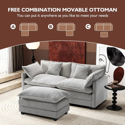 L-Shaped Modular Cloud Sofa  111.4-Inch Chenille Sectional with Deep Seat Comfort