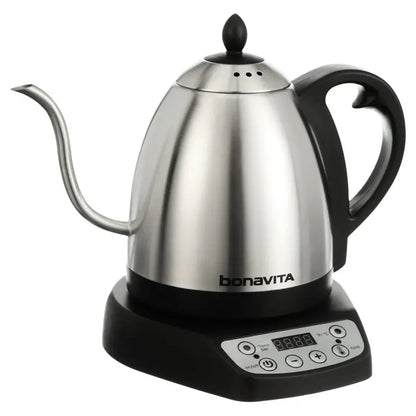 Bonavita 1L Precision Temperature Gooseneck Kettle  Silver, 1000W, Ergonomic Pour Control