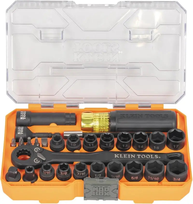Klein Tools KNECT Impact Socket Set  Pass-Through SAE and Metric Sockets for Tight Spaces