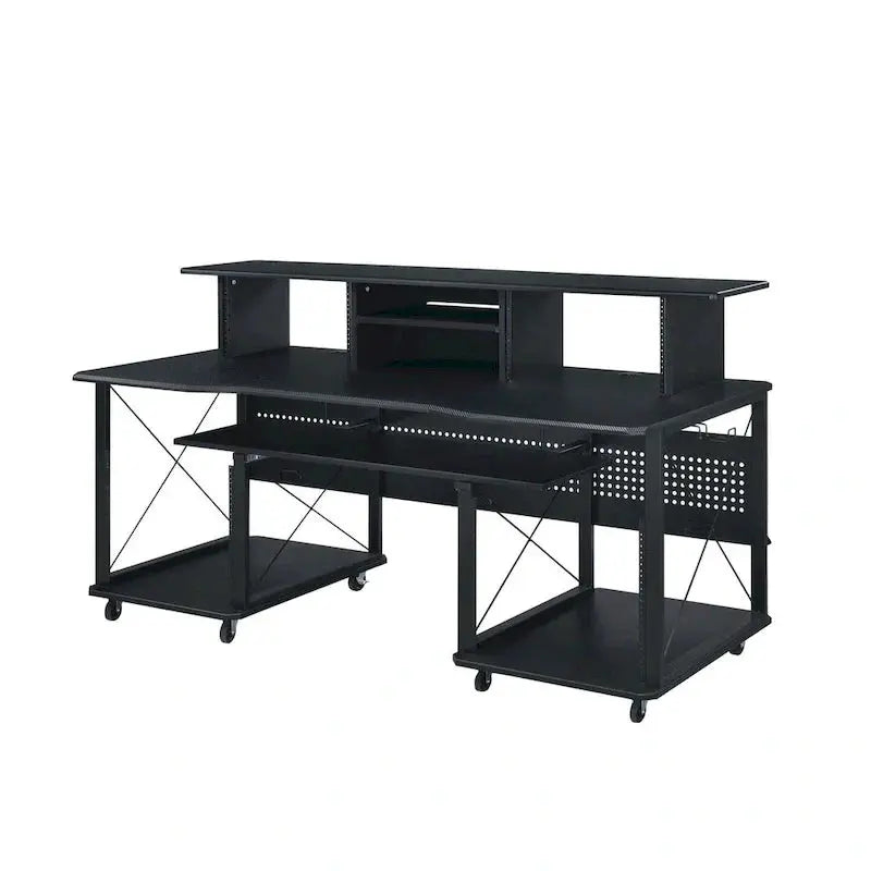 Mobile Rectangular Music Desk  8 Swivel Casters + Dedicated Keyboard Tray